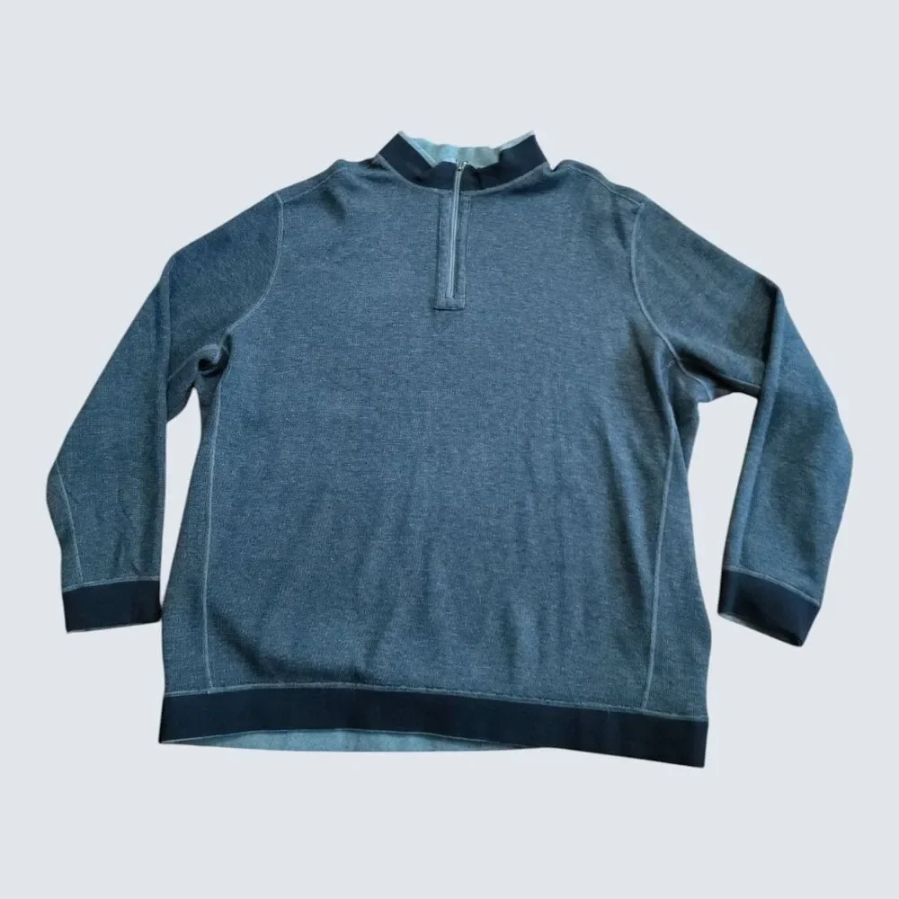 Tommy Bahama Reversible 1/4 Zip Pullover Gray Size 4XLT